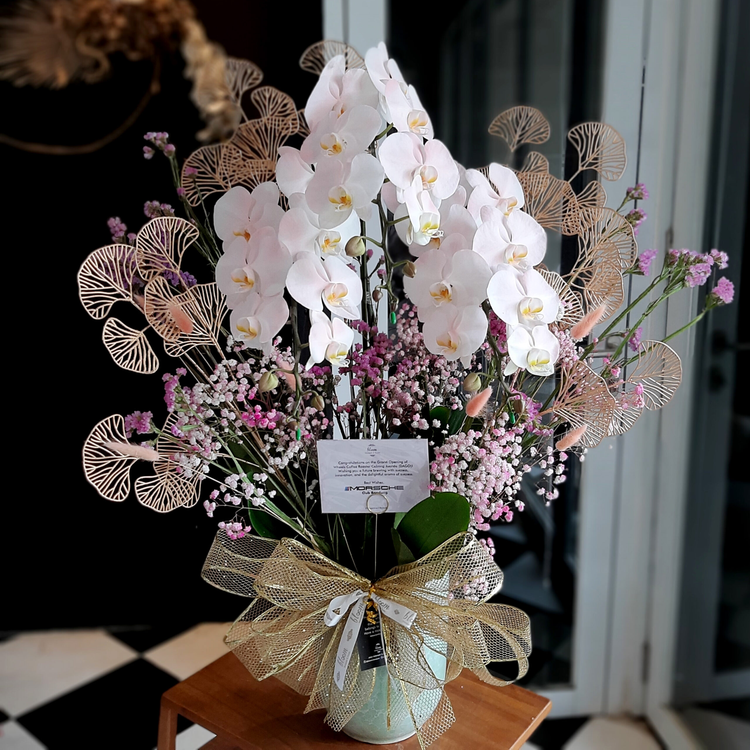 Phalaenopsis White Blush Triple - Bloom Bouquet & Flower